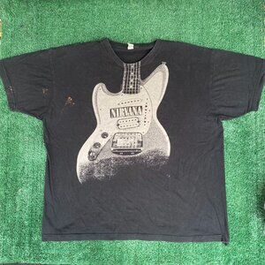Vintage Y2K Nirvana Band Shirt Guitar Grunge Punk Rock Tee